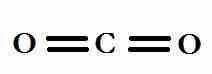 The linear structure of carbon dioxide.